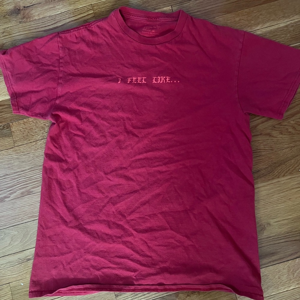 Oversized Red T-shirt “I feel like…”  by NO BAD DAZE